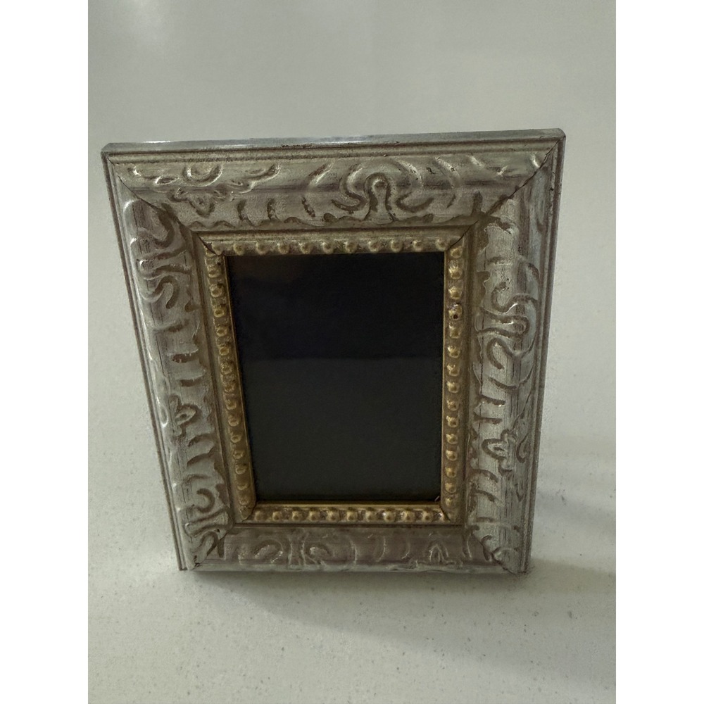 Vtg The Weston Gallery Ornate Silver Gold Beaded Scroll Picture Frame Tabletop